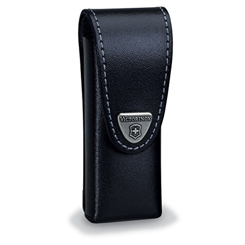 Victorinox 4.0523.3-X1 Large Leather Belt Pouch Black 111mm/2-3 Layer Ideal to Hold and Protect Your Swisstool or 111mm Knife in Black 4.7 inches