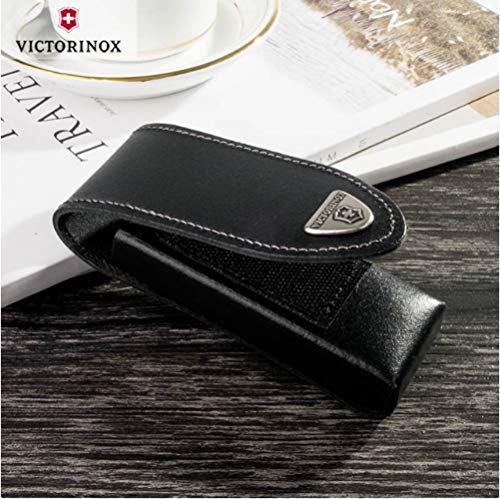 Victorinox 4.0523.3-X1 Large Leather Belt Pouch Black 111mm/2-3 Layer Ideal to Hold and Protect Your Swisstool or 111mm Knife in Black 4.7 inches
