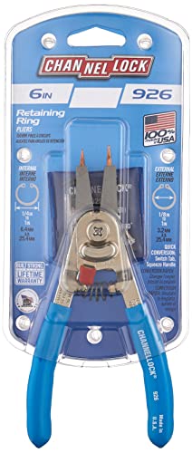 Channellock 926 6-Inch Snap Ring Plier | Precision Circlip Retaining Ring Pliers | Includes 5 Pairs of Interchangeable Tips | Made in the USA