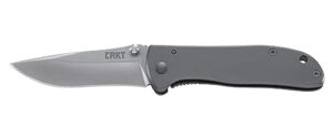crkt drifter edc folding pocket knife: everyday carry, gray ti nitride blade, thumb stud opening, stainless steel handle, pocket clip 6450s