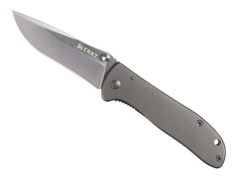 CRKT Drifter EDC Folding Pocket Knife: Everyday Carry, Gray Ti Nitride Blade, Thumb Stud Opening, Stainless Steel Handle, Pocket Clip 6450S