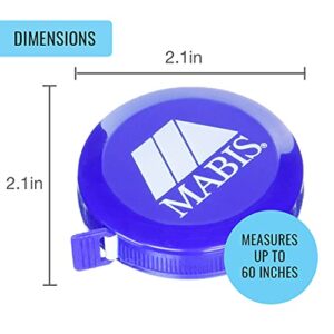 MABIS Retractable Tape Measure, Compact Flexible Measuring Tape, Body Tape Measure, 60 Inches, Blue