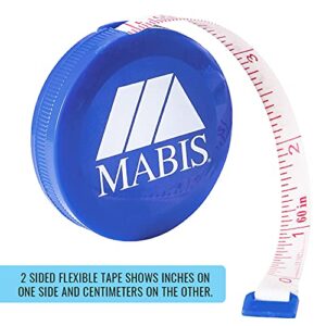 MABIS Retractable Tape Measure, Compact Flexible Measuring Tape, Body Tape Measure, 60 Inches, Blue