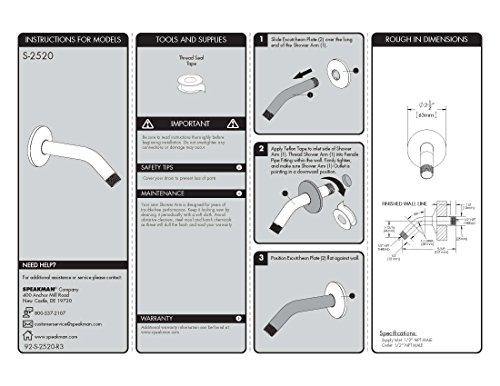 Speakman S-2520 Clean and Simple Shower Arm and Flange for Stylish Bathroom Décor, 5.5 inches, Polished Chrome