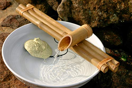 Bamboo Accents Water Fountain & Pump Kit – 18 inch, 3 Arm Style Split-Resistant All Natural Bamboo – DIY Indoor/Outdoor Zen Garden - Fits 15-30 inch Bowl (not Included)