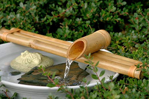 Bamboo Accents Water Fountain & Pump Kit – 18 inch, 3 Arm Style Split-Resistant All Natural Bamboo – DIY Indoor/Outdoor Zen Garden - Fits 15-30 inch Bowl (not Included)