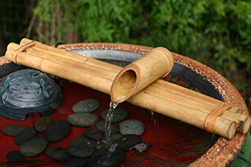 Bamboo Accents Water Fountain & Pump Kit – 18 inch, 3 Arm Style Split-Resistant All Natural Bamboo – DIY Indoor/Outdoor Zen Garden - Fits 15-30 inch Bowl (not Included)