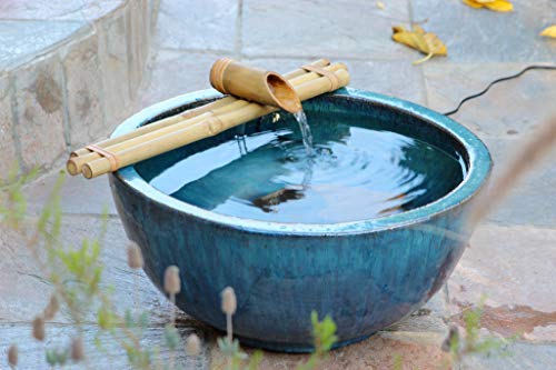 Bamboo Accents Water Fountain & Pump Kit – 18 inch, 3 Arm Style Split-Resistant All Natural Bamboo – DIY Indoor/Outdoor Zen Garden - Fits 15-30 inch Bowl (not Included)