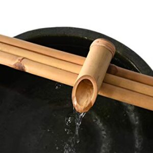 Bamboo Accents Water Fountain & Pump Kit – 18 inch, 3 Arm Style Split-Resistant All Natural Bamboo – DIY Indoor/Outdoor Zen Garden - Fits 15-30 inch Bowl (not Included)