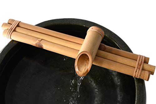 Bamboo Accents Water Fountain & Pump Kit – 18 inch, 3 Arm Style Split-Resistant All Natural Bamboo – DIY Indoor/Outdoor Zen Garden - Fits 15-30 inch Bowl (not Included)