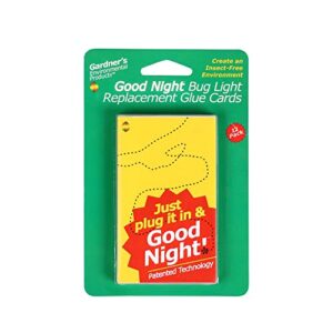 gardner good night glueboards insects catcher for indoors 1 pack of 12 replacement - sticky glue card for good night bug light - glue traps mosquitoes, bugs, fruit flies and many more insects