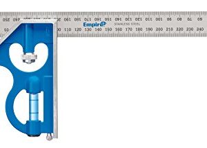 Empire Level E250M 12-Inch Heavy Duty Professional Combination Square With Etched Stainless Steel Blade, Metric Graduations and True Blue Vial