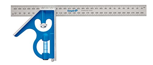 Empire Level E250M 12-Inch Heavy Duty Professional Combination Square With Etched Stainless Steel Blade, Metric Graduations and True Blue Vial