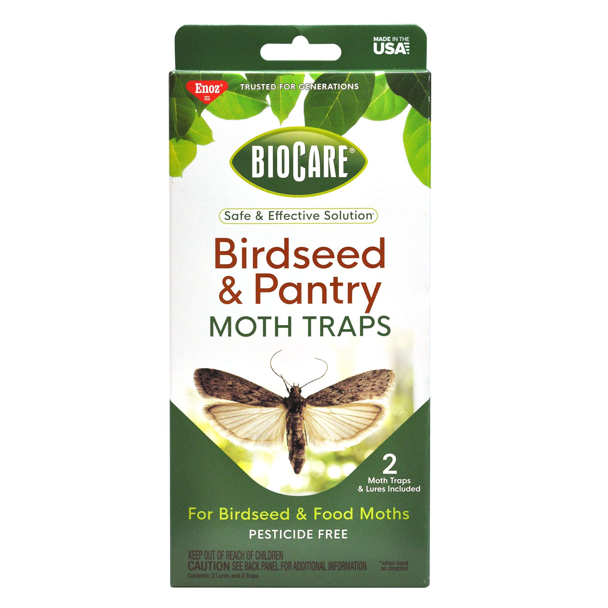 Enoz BioCare Birdseed & Pantry Moth Traps, Attracts and Kills Birdseed & Pantry Moths, Non-Toxic, Pack of 2