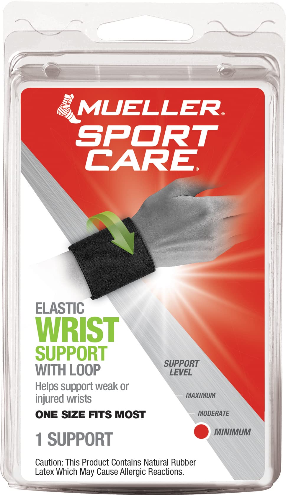 Mueller Wrist Support withloop Elastic, Black, One Size