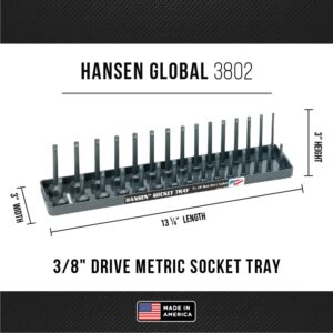 Hansen Global 92000 SAE & Metric, 2-Row Socket Tray Set - 6-Pieces, Red & Grey