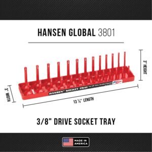 Hansen Global 92000 SAE & Metric, 2-Row Socket Tray Set - 6-Pieces, Red & Grey