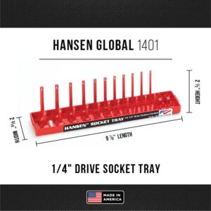 Hansen Global 92000 SAE & Metric, 2-Row Socket Tray Set - 6-Pieces, Red & Grey