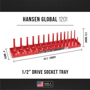 Hansen Global 92000 SAE & Metric, 2-Row Socket Tray Set - 6-Pieces, Red & Grey