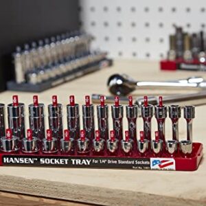 Hansen Global 92000 SAE & Metric, 2-Row Socket Tray Set - 6-Pieces, Red & Grey