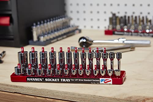 Hansen Global 92000 SAE & Metric, 2-Row Socket Tray Set - 6-Pieces, Red & Grey