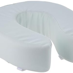 Essential Medical Supply Foam Padded Toilet Seat Cushion Riser with Hook and Look Attachment for Toilet Seat and Washable Vinyl Cover, 4"