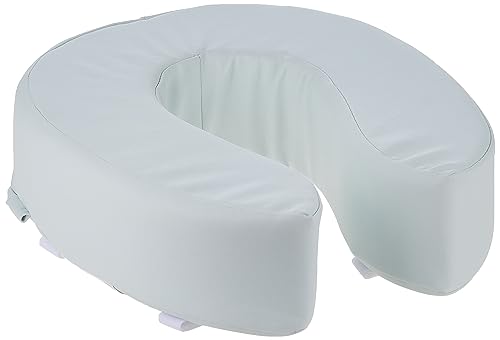 Essential Medical Supply Foam Padded Toilet Seat Cushion Riser with Hook and Look Attachment for Toilet Seat and Washable Vinyl Cover, 4"