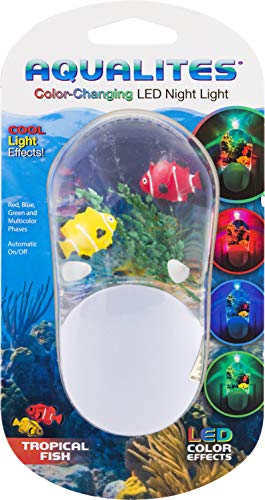 Jasco Tropical Aqualites LED Night, Plug-in, Color Changing, Light Sensing, Auto On/Off, Energy Efficient, Features Soothing Oceanic Image of Coral Reef and Clown Fish, 10908