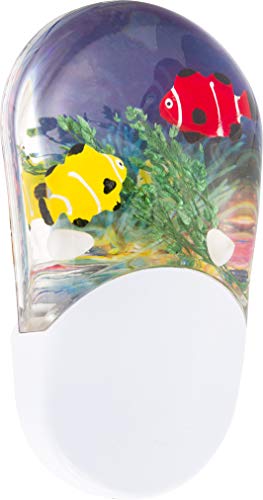 Jasco Tropical Aqualites LED Night, Plug-in, Color Changing, Light Sensing, Auto On/Off, Energy Efficient, Features Soothing Oceanic Image of Coral Reef and Clown Fish, 10908