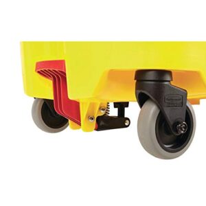 Rubbermaid Commercial WaveBrake 2.0 44 QT Down-Press Mop Bucket and Wringer with Foot Drain, Yellow (FG757688YEL)