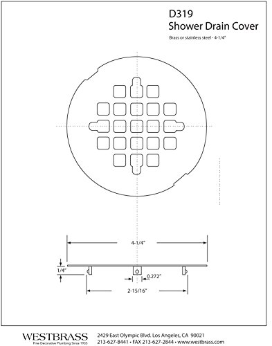 Westbrass 4-1/4" OD Casper Brass Snap-In Shower Strainer Grid, Matte Black, D319-62