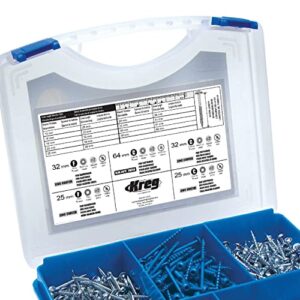 Kreg SK03 Pocket-Hole Screw Kit in 5 Sizes - Pocket Screw Kit for Kreg Joinery - Sturdy Wood Screws - Pocket-Hole Screws Perfect for Beginners - Set Screws Assortment Kit