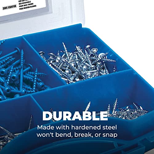 Kreg SK03 Pocket-Hole Screw Kit in 5 Sizes - Pocket Screw Kit for Kreg Joinery - Sturdy Wood Screws - Pocket-Hole Screws Perfect for Beginners - Set Screws Assortment Kit