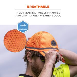 Ergodyne GloWear 8930 High Vis Baseball Hat, Breathable Mesh Paneling, Reflective Trim for Enhanced Visibility,Orange