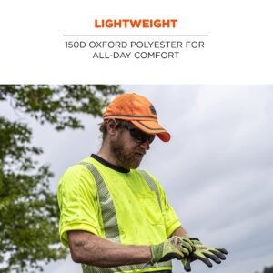 Ergodyne GloWear 8930 High Vis Baseball Hat, Breathable Mesh Paneling, Reflective Trim for Enhanced Visibility,Orange