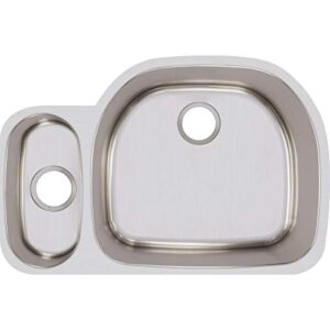 elkay lustertone eluh322110l 30/70 offset double bowl undermount stainless steel kitchen sink
