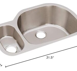 Elkay Lustertone ELUH322110L 30/70 Offset Double Bowl Undermount Stainless Steel Kitchen Sink