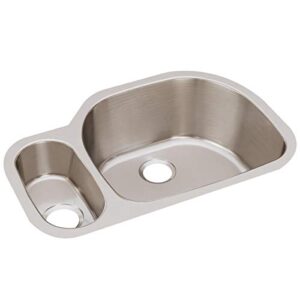 Elkay Lustertone ELUH322110L 30/70 Offset Double Bowl Undermount Stainless Steel Kitchen Sink