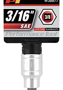 Performance Tool W38877 3/8-Inch Drive Hex Bit Socket, 3/16