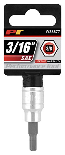 Performance Tool W38877 3/8-Inch Drive Hex Bit Socket, 3/16