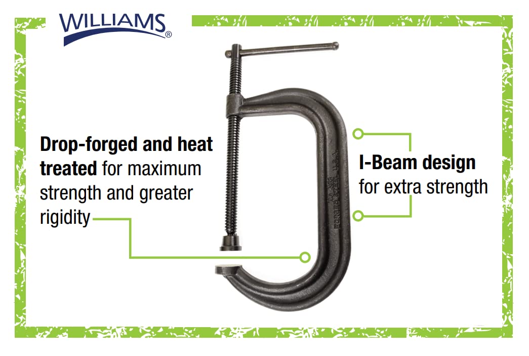 Williams CC-408S 8-Inch Drop Forged C Clamp , Black