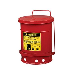 justrite just rite 6 gallon oily waste can, red, 15.9/