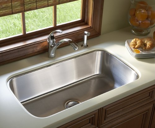 STERLING 11600-NA 32-Inch McAllister 32-Inch by 18-Inch Under-Mount Single Bowl Kitchen Sink, Stainless Steel