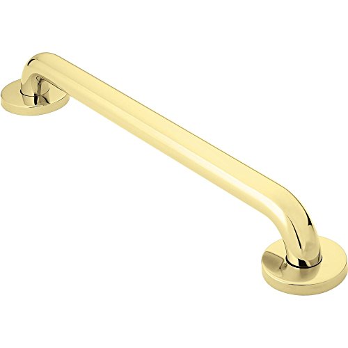 Moen Polished Brass Bathroom Safety 18-Inch Shower Grab Bar with Concealed Screws for Handicapped or Elderly, R8718PB