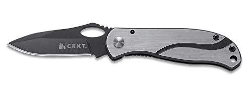 Columbia River Knife & Tool - 9001317 CRKT Pazoda 2 EDC Folding Pocket Knife: Compact Everyday Carry, Gray Ti Nitride Blade, Thumb Slot, Locking Liner, Stainless Handle, Pocket Clip 6470