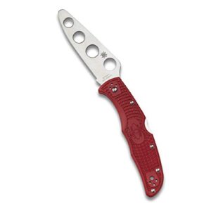 spyderco endura 4 lightweight signature trainer knife with 3.55" aus-6 steel blade and red frn handle - bluntededge - c10tr