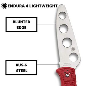 Spyderco Endura 4 Lightweight Signature Trainer Knife with 3.55" AUS-6 Steel Blade and Red FRN Handle - BluntedEdge - C10TR