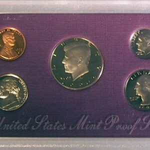1990 GENUINE US MINT PROOF COIN SET 5 COIN
