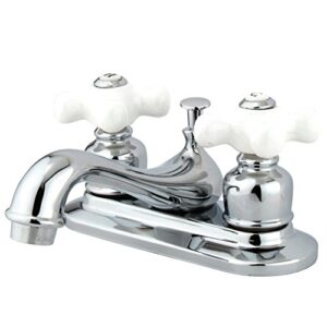 kingston brass kb601px restoration 4-inch centerset lavatory faucet with porcelain cross handle, polished chrome