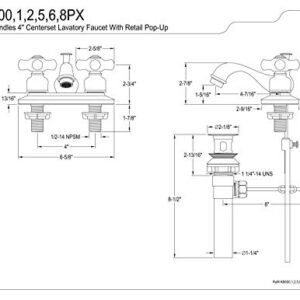 Kingston Brass KB601PX Restoration 4-Inch Centerset Lavatory Faucet with Porcelain Cross Handle, Polished Chrome